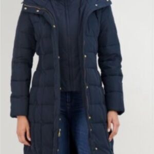 NWOT COLE HAAN Navy Hooded Puffer Jacket XS